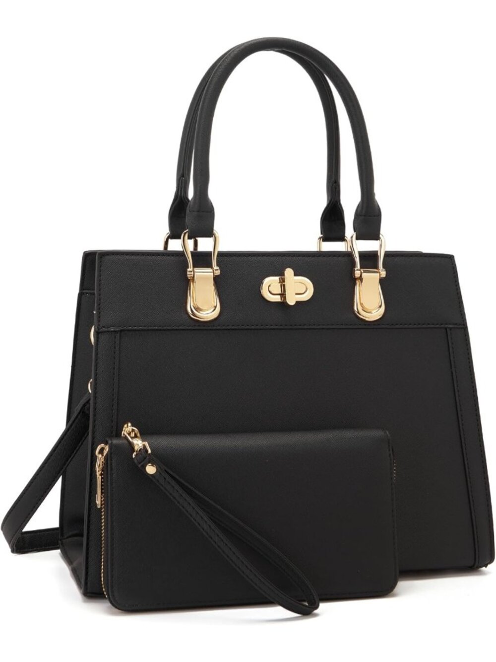 Chic Women's 2-Piece Purse Set - Satchel Handbag & Matching Wallet for Work